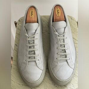 Common Projects Men's Low-Top “Achilles Sneakers” in Light Gray Leather